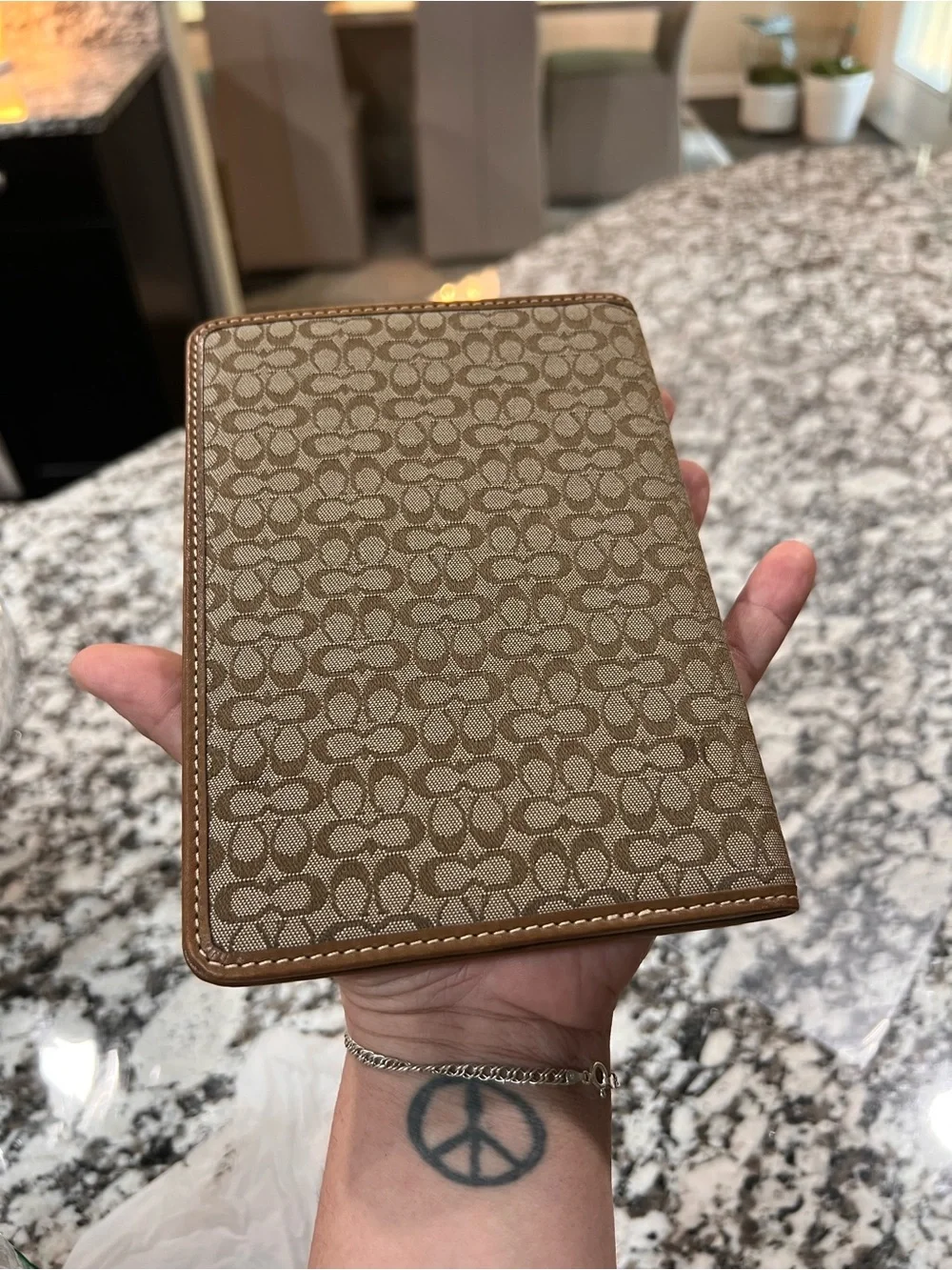Vintage COACH Logo CC Signature Brown Passport Case/Holder Canvas/Leather
